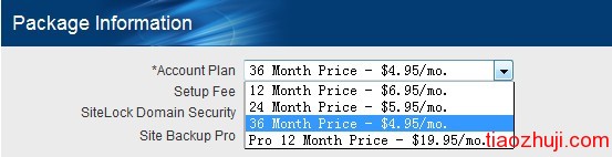 bluehost一年$6.95/月，两年$5.95/月，三年$4.95/月